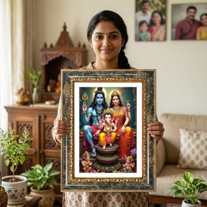 Shiva Family Decorative Photo Frame With White Mount | Premium Wall & Tabletop Picture Frame | Home, Office & Temple Decoration | 8x12 Inch (Pack Of 1) (F31398) Shiva Family Decorative Photo Frame With White Mount | Premium Wall & Tabletop Picture Frame | Home, Office & Temple Decoration | 8x12 Inch (Pack Of 1) (F31398)