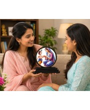 Car Dashboard Wooden Bal Krishna and Yashoda Showpiece | 4 X 4.5 Inch Sublimation Printed Decorative Stand | 4 Mm MDF | Home Decor | Made in India (F33682)