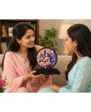 Car Dashboard Wooden Lord Shiva and Goddess Parvati Showpiece | 4 X 4.5 Inch Sublimation Printed Decorative Stand | 4 Mm MDF | Home Decor | Made in India (F33701)