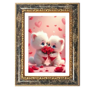 White Cats Holding A Bouquet Of Roses Decorative Photo Frame With White Mount | Premium Wall & Tabletop Picture Frame | Home, Office & Temple Decoration | 8x12 Inch (Pack Of 1) (F32546) White Cats Holding A Bouquet Of Roses Decorative Photo Frame With White Mount | Premium Wall & Tabletop Picture Frame | Home, Office & Temple Decoration | 8x12 Inch (Pack Of 1) (F32546)