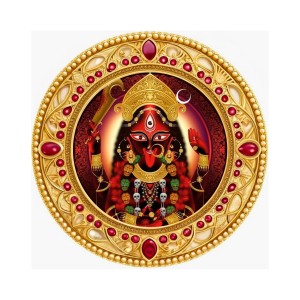 Goddess Kali Fridge Magnet Wooden | Glossy Sublimation Print | 4x4 Inch | Strong Magnet Back | Decorative Magnet for Fridge, Almirah & Temple Decor (F23748)