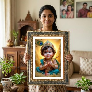 Krishna Decorative Photo Frame With White Mount | Premium Wall & Tabletop Picture Frame | Home, Office & Temple Decoration | 10x14 Inch (Pack Of 1) (F32636) Krishna Decorative Photo Frame With White Mount | Premium Wall & Tabletop Picture Frame | Home, Office & Temple Decoration | 10x14 Inch (Pack Of 1) (F32636)