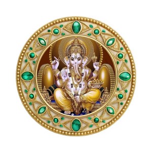 Lord Ganeshaa Fridge Magnet Wooden | Glossy Sublimation Print | 4x4 Inch | Strong Magnet Back | Decorative Magnet for Fridge, Almirah & Temple Decor (F23764)