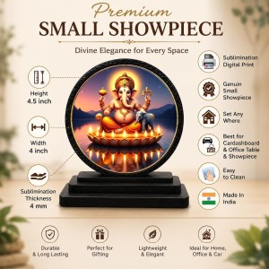 Car Dashboard Wooden Lord Ganeshaa Showpiece | 4 X 4.5 Inch Sublimation Printed Decorative Stand | 4 Mm MDF | Home Decor | Made in India (F33648) Car Dashboard Wooden Lord Ganeshaa Showpiece | 4 X 4.5 Inch Sublimation Printed Decorative Stand | 4 Mm MDF | Home Decor | Made in India (F33648)