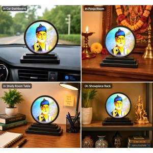 Car Dashboard Wooden Kabir Das Showpiece | 4 X 4.5 Inch Sublimation Printed Decorative Stand | 4 Mm MDF | Home Decor | Made in India (F33747)