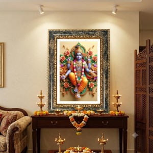 Vishnu Decorative Photo Frame With White Mount | Premium Wall & Tabletop Picture Frame | Home, Office & Temple Decoration | 8x12 Inch (Pack Of 1) (F32628)
