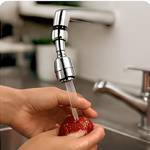 Turbo Flex 360Â° Flexible Faucet Sprayer Water Extender for Kitchen & Bathroom Tap, Stainless Steel Chrome Finish, Dual Spray Mode, Swivel Aerator Nozzle, Water Saving Faucet Attachment, Silver