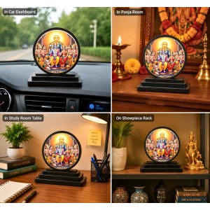 Car Dashboard Wooden Ram Darbar Showpiece | 4 X 4.5 Inch Sublimation Printed Decorative Stand | 4 Mm MDF | Home Decor | Made in India (F33597)