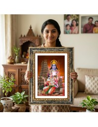 Hanuman Decorative Photo Frame With White Mount | Premium Wall & Tabletop Picture Frame | Home, Office & Temple Decoration | 12x16 Inch (Pack Of 1) (F32672)