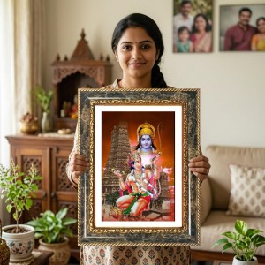 Hanuman Decorative Photo Frame With White Mount | Premium Wall & Tabletop Picture Frame | Home, Office & Temple Decoration | 12x16 Inch (Pack Of 1) (F32672)
