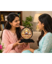 Car Dashboard Wooden Sri Jagannath Balaram Subhadra Showpiece | 4 X 4.5 Inch Sublimation Printed Decorative Stand | 4 Mm MDF | Home Decor | Made in India (F33592)