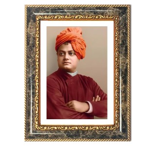Swami Vivekananda Decorative Photo Frame With White Mount | Premium Wall & Tabletop Picture Frame | Home, Office & Temple Decoration | 8x12 Inch (Pack Of 1) (F33098)