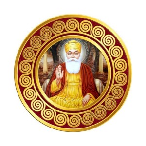 Guru Nanak Dev Ji Fridge Magnet Wooden | Glossy Sublimation Print | 4x4 Inch | Strong Magnet Back | Decorative Magnet for Fridge, Almirah & Temple Decor (F23730)