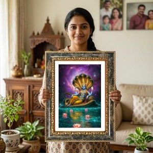 Vibrant Mountain Landscape Decorative Photo Frame With White Mount | Premium Wall & Tabletop Picture Frame | Home, Office & Temple Decoration | 12x16 Inch (Pack Of 1) (F32497)