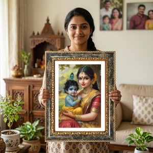 Yashoda And Baby Krishna Decorative Photo Frame With White Mount | Premium Wall & Tabletop Picture Frame | Home, Office & Temple Decoration | 10x14 Inch (Pack Of 1) (F33221) Yashoda And Baby Krishna Decorative Photo Frame With White Mount | Premium Wall & Tabletop Picture Frame | Home, Office & Temple Decoration | 10x14 Inch (Pack Of 1) (F33221)