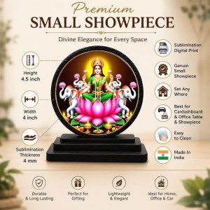 Car Dashboard Wooden Goddess Lakshmi Showpiece | 4 X 4.5 Inch Sublimation Printed Decorative Stand | 4 Mm MDF | Home Decor | Made in India (F33576) Car Dashboard Wooden Goddess Lakshmi Showpiece | 4 X 4.5 Inch Sublimation Printed Decorative Stand | 4 Mm MDF | Home Decor | Made in India (F33576)