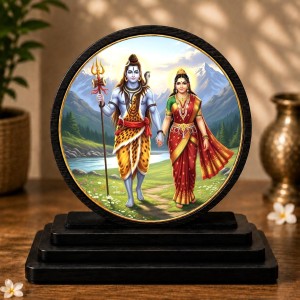 Car Dashboard Wooden Shiva Parvati Showpiece | 4 X 4.5 Inch Sublimation Printed Decorative Stand | 4 Mm MDF | Home Decor | Made in India (F33494) Car Dashboard Wooden Shiva Parvati Showpiece | 4 X 4.5 Inch Sublimation Printed Decorative Stand | 4 Mm MDF | Home Decor | Made in India (F33494)