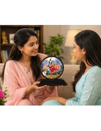 Car Dashboard Wooden Shiv Parivar Showpiece | 4 X 4.5 Inch Sublimation Printed Decorative Stand | 4 Mm MDF | Home Decor | Made in India (F33595)