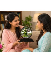 Car Dashboard Wooden Green Artwork Showpiece | 4 X 4.5 Inch Sublimation Printed Decorative Stand | 4 Mm MDF | Home Decor | Made in India (F33369)