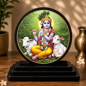Car Dashboard Wooden Lord Krishna Showpiece | 4 X 4.5 Inch Sublimation Printed Decorative Stand | 4 Mm MDF | Home Decor | Made in India (F33516) Car Dashboard Wooden Lord Krishna Showpiece | 4 X 4.5 Inch Sublimation Printed Decorative Stand | 4 Mm MDF | Home Decor | Made in India (F33516)