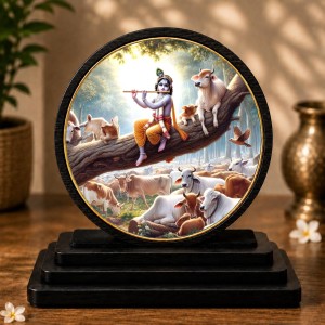 Car Dashboard Wooden Lord Krishna Showpiece | 4 X 4.5 Inch Sublimation Printed Decorative Stand | 4 Mm MDF | Home Decor | Made in India (F33749) Car Dashboard Wooden Lord Krishna Showpiece | 4 X 4.5 Inch Sublimation Printed Decorative Stand | 4 Mm MDF | Home Decor | Made in India (F33749)