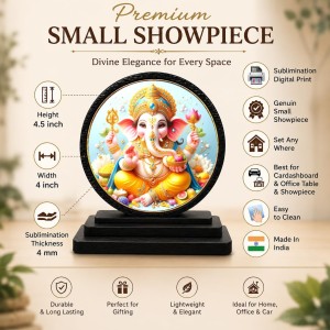 Car Dashboard Wooden Lord Ganeshaa Showpiece | 4 X 4.5 Inch Sublimation Printed Decorative Stand | 4 Mm MDF | Home Decor | Made in India (F33423) Car Dashboard Wooden Lord Ganeshaa Showpiece | 4 X 4.5 Inch Sublimation Printed Decorative Stand | 4 Mm MDF | Home Decor | Made in India (F33423)