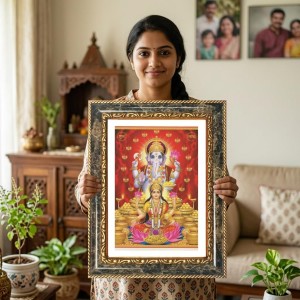 Ganeshaa Lakshmi Decorative Photo Frame With White Mount | Premium Wall & Tabletop Picture Frame | Home, Office & Temple Decoration | 10x14 Inch (Pack Of 1) (F33021) Ganeshaa Lakshmi Decorative Photo Frame With White Mount | Premium Wall & Tabletop Picture Frame | Home, Office & Temple Decoration | 10x14 Inch (Pack Of 1) (F33021)