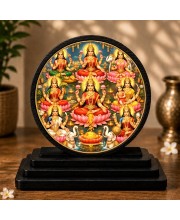 Car Dashboard Wooden Ashta Lakshmi Showpiece | 4 X 4.5 Inch Sublimation Printed Decorative Stand | 4 Mm MDF | Home Decor | Made in India (F33350)