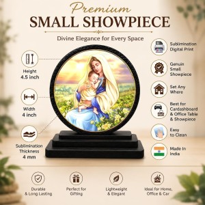 Car Dashboard Wooden Virgin Mary and Child Jesus Showpiece | 4 X 4.5 Inch Sublimation Printed Decorative Stand | 4 Mm MDF | Home Decor | Made in India (F33430) Car Dashboard Wooden Virgin Mary and Child Jesus Showpiece | 4 X 4.5 Inch Sublimation Printed Decorative Stand | 4 Mm MDF | Home Decor | Made in India (F33430)