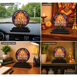 Car Dashboard Wooden Lord Surya Dev Showpiece | 4 X 4.5 Inch Sublimation Printed Decorative Stand | 4 Mm MDF | Home Decor | Made in India (F33565)