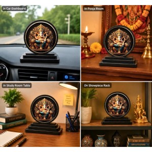Car Dashboard Wooden Lord Ganeshaa Showpiece | 4 X 4.5 Inch Sublimation Printed Decorative Stand | 4 Mm MDF | Home Decor | Made in India (F33671) Car Dashboard Wooden Lord Ganeshaa Showpiece | 4 X 4.5 Inch Sublimation Printed Decorative Stand | 4 Mm MDF | Home Decor | Made in India (F33671)