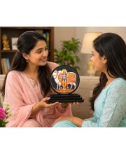 Car Dashboard Wooden Lord Krishna Showpiece | 4 X 4.5 Inch Sublimation Printed Decorative Stand | 4 Mm MDF | Home Decor | Made in India (F33559)