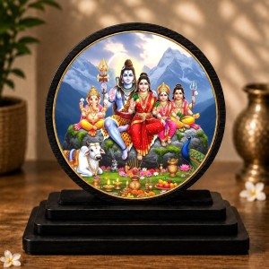 Car Dashboard Wooden Shiv Parivar Showpiece | 4 X 4.5 Inch Sublimation Printed Decorative Stand | 4 Mm MDF | Home Decor | Made in India (F33595) Car Dashboard Wooden Shiv Parivar Showpiece | 4 X 4.5 Inch Sublimation Printed Decorative Stand | 4 Mm MDF | Home Decor | Made in India (F33595)