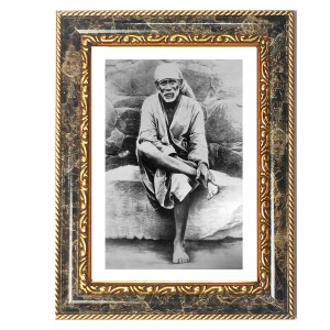 Sai Baba Decorative Photo Frame With White Mount | Premium Wall & Tabletop Picture Frame | Home, Office & Temple Decoration | 12x16 Inch (Pack Of 1) (F32505)