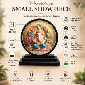 Car Dashboard Wooden Lord Ganeshaa Showpiece | 4 X 4.5 Inch Sublimation Printed Decorative Stand | 4 Mm MDF | Home Decor | Made in India (F33426) Car Dashboard Wooden Lord Ganeshaa Showpiece | 4 X 4.5 Inch Sublimation Printed Decorative Stand | 4 Mm MDF | Home Decor | Made in India (F33426)