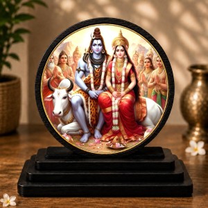 Car Dashboard Wooden Lord Shiva and Goddess Parvati Showpiece | 4 X 4.5 Inch Sublimation Printed Decorative Stand | 4 Mm MDF | Home Decor | Made in India (F33360) Car Dashboard Wooden Lord Shiva and Goddess Parvati Showpiece | 4 X 4.5 Inch Sublimation Printed Decorative Stand | 4 Mm MDF | Home Decor | Made in India (F33360)