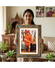 Swami Vivekananda Decorative Photo Frame With White Mount | Premium Wall & Tabletop Picture Frame | Home, Office & Temple Decoration | 12x16 Inch (Pack Of 1) (F31229)