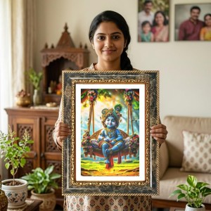 Radhaa Krishna Decorative Photo Frame With White Mount | Premium Wall & Tabletop Picture Frame | Home, Office & Temple Decoration | 12x16 Inch (Pack Of 1) (F31599) Radhaa Krishna Decorative Photo Frame With White Mount | Premium Wall & Tabletop Picture Frame | Home, Office & Temple Decoration | 12x16 Inch (Pack Of 1) (F31599)