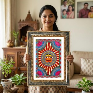 Madhubani Sun God Motif Decorative Photo Frame With White Mount | Premium Wall & Tabletop Picture Frame | Home, Office & Temple Decoration | 8x12 Inch (Pack Of 1) (F31366) Madhubani Sun God Motif Decorative Photo Frame With White Mount | Premium Wall & Tabletop Picture Frame | Home, Office & Temple Decoration | 8x12 Inch (Pack Of 1) (F31366)