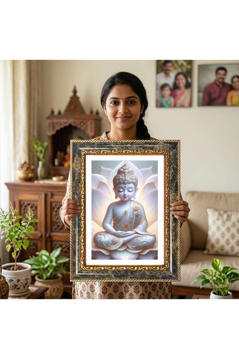 Turtle Decorative Photo Frame With White Mount | Premium Wall & Tabletop Picture Frame | Home, Office & Temple Decoration | 12x16 Inch (Pack Of 1) (F31475)