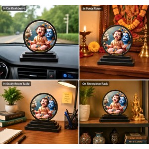 Car Dashboard Wooden Bal Krishna Showpiece | 4 X 4.5 Inch Sublimation Printed Decorative Stand | 4 Mm MDF | Home Decor | Made in India (F33695) Car Dashboard Wooden Bal Krishna Showpiece | 4 X 4.5 Inch Sublimation Printed Decorative Stand | 4 Mm MDF | Home Decor | Made in India (F33695)