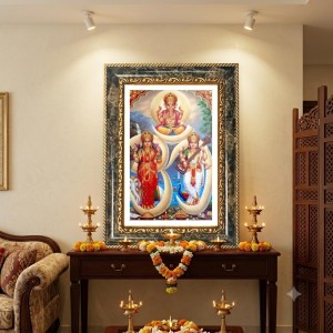 Sarada Goddess Decorative Photo Frame With White Mount | Premium Wall & Tabletop Picture Frame | Home, Office & Temple Decoration | 12x16 Inch (Pack Of 1) (F33156)