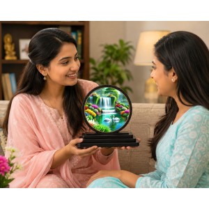 Car Dashboard Wooden Vibrant Waterfall Showpiece | 4 X 4.5 Inch Sublimation Printed Decorative Stand | 4 Mm MDF | Home Decor | Made in India (F33509)
