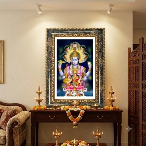 Vishnu Lakshmi Decorative Photo Frame With White Mount | Premium Wall & Tabletop Picture Frame | Home, Office & Temple Decoration | 8x12 Inch (Pack Of 1) (F33103)