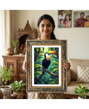 Toucan Decorative Photo Frame With White Mount | Premium Wall & Tabletop Picture Frame | Home, Office & Temple Decoration | 10x14 Inch (Pack Of 1) (F32682)