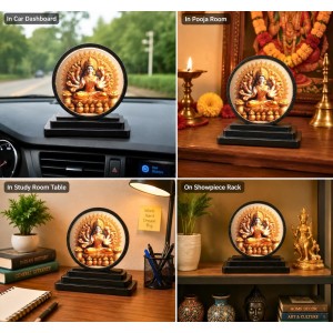 Car Dashboard Wooden Goddess Lakshmi Showpiece | 4 X 4.5 Inch Sublimation Printed Decorative Stand | 4 Mm MDF | Home Decor | Made in India (F33406) Car Dashboard Wooden Goddess Lakshmi Showpiece | 4 X 4.5 Inch Sublimation Printed Decorative Stand | 4 Mm MDF | Home Decor | Made in India (F33406)