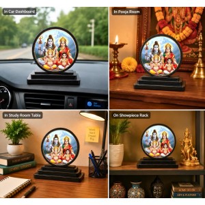 Car Dashboard Wooden Shiv Parivar Showpiece | 4 X 4.5 Inch Sublimation Printed Decorative Stand | 4 Mm MDF | Home Decor | Made in India (F33479) Car Dashboard Wooden Shiv Parivar Showpiece | 4 X 4.5 Inch Sublimation Printed Decorative Stand | 4 Mm MDF | Home Decor | Made in India (F33479)