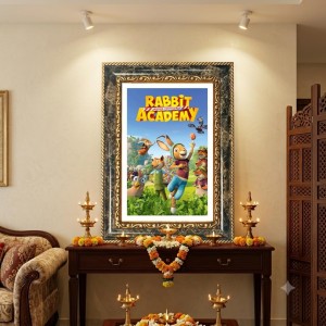 Rabbit Decorative Photo Frame With White Mount | Premium Wall & Tabletop Picture Frame | Home, Office & Temple Decoration | 8x12 Inch (Pack Of 1) (F32435)