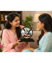 Car Dashboard Wooden Lord Krishna Showpiece | 4 X 4.5 Inch Sublimation Printed Decorative Stand | 4 Mm MDF | Home Decor | Made in India (F33618)