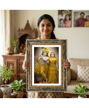 Radhaa Krishna Decorative Photo Frame With White Mount | Premium Wall & Tabletop Picture Frame | Home, Office & Temple Decoration | 12x16 Inch (Pack Of 1) (F32997)